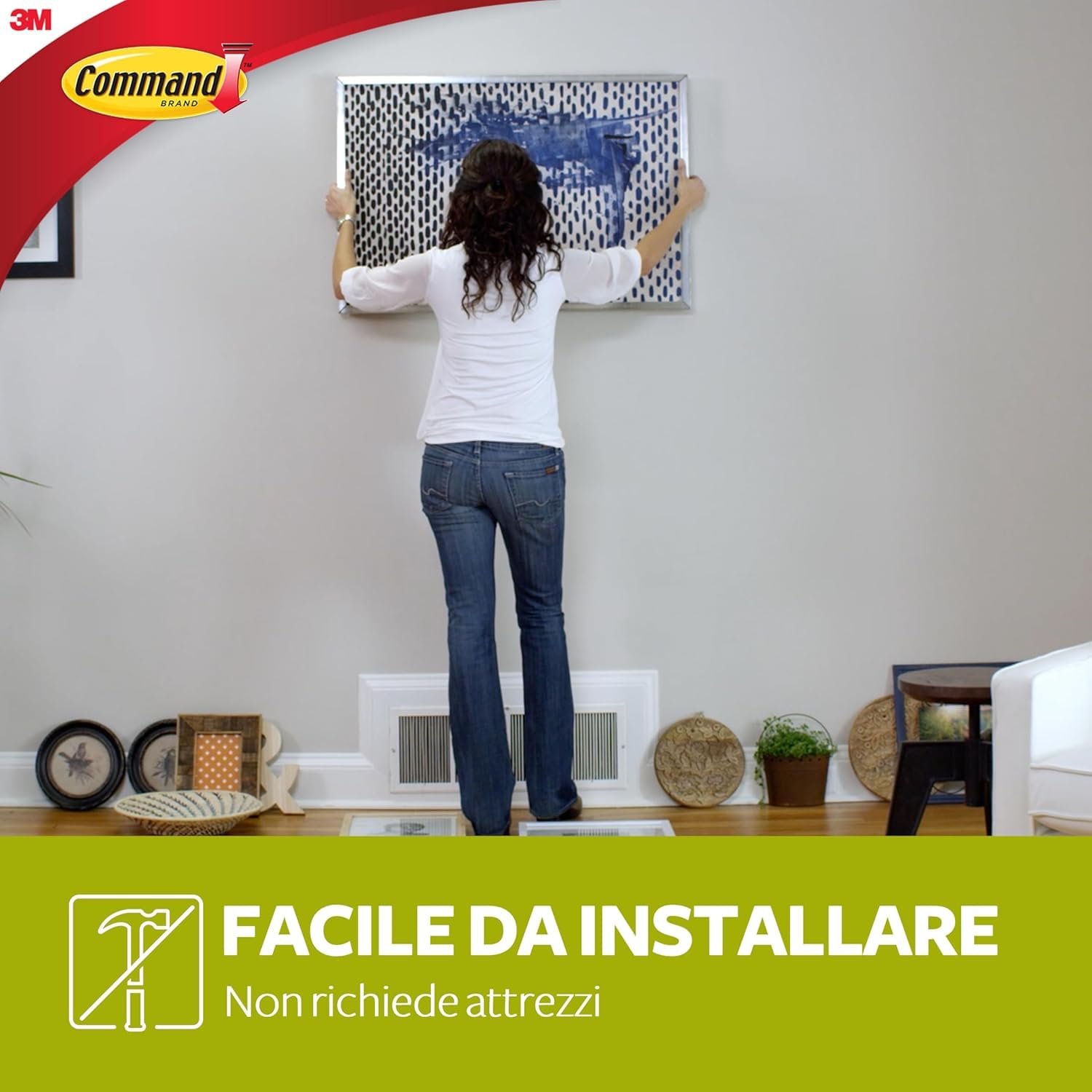Command Chiodo Adesivo Universale XL per Cornici - 4 Ganci e 10 Strisce Adesive - Fino a 3,6 kg