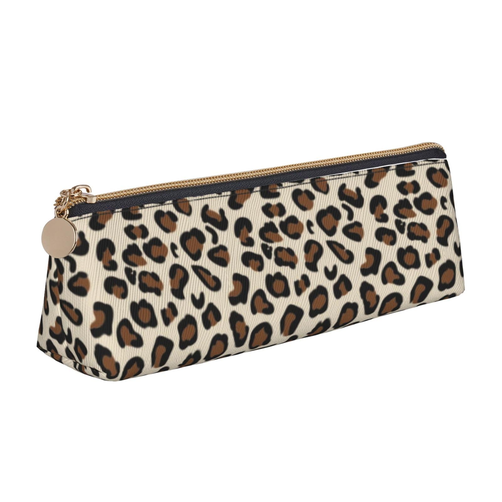 Leather Pen and Pencil Leopard Print Case, Cute Slim Pen Case, Cute Stationery Bag, Portable Cosmetic Bag, Zipper Bag.