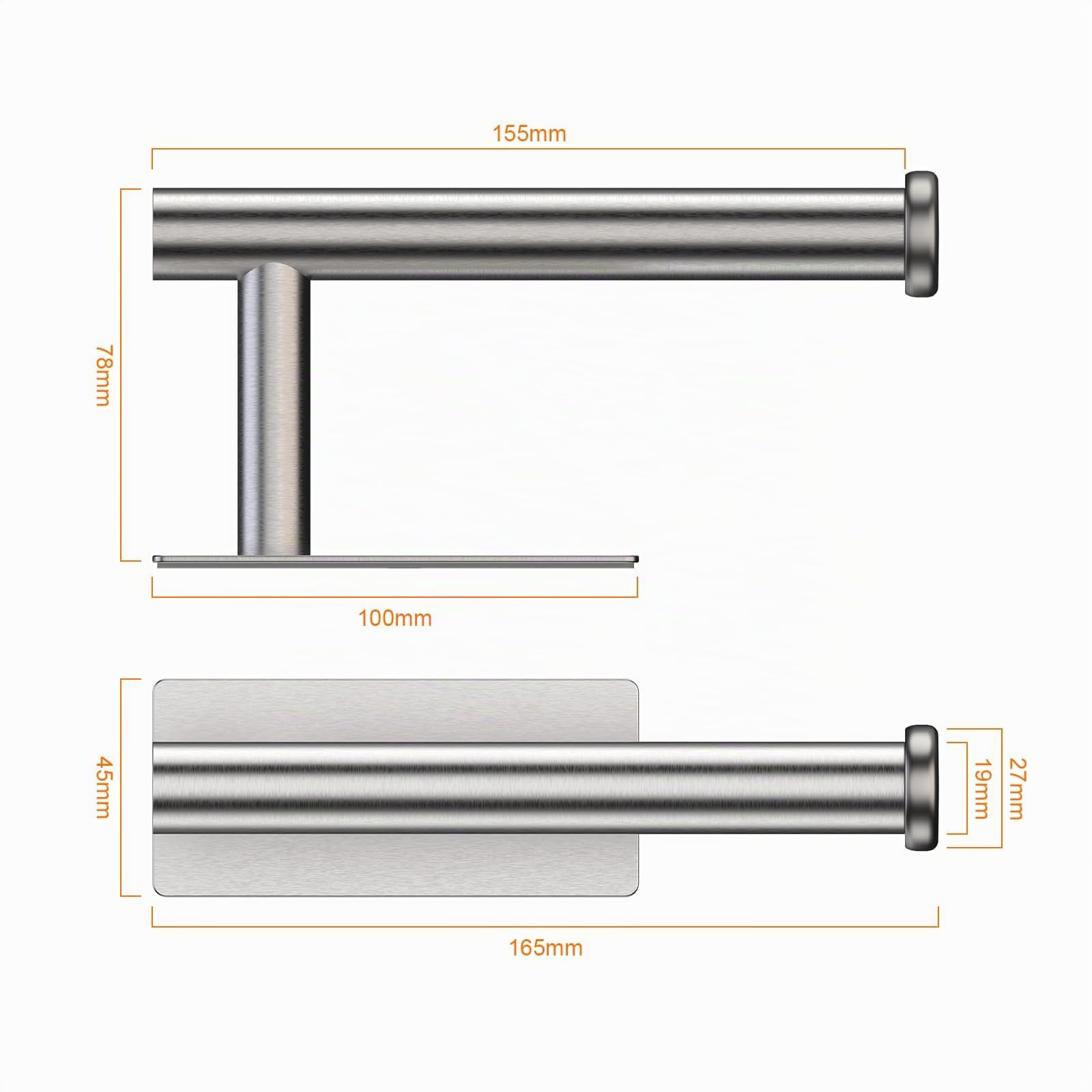 Ibergrif MK34052 Porta Carta Igienica Adesivo Portarotolo Carta Igienica Acciaio Inox per Bagno e Toilette,Acciaio Inossidabile