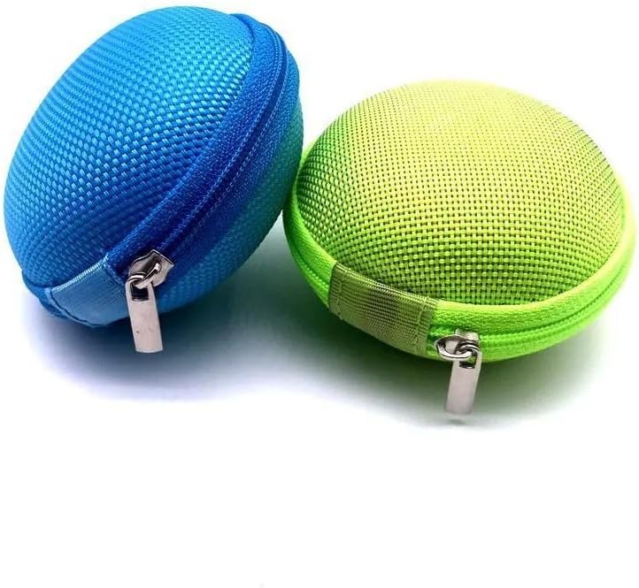 Miniatura 4 de Paquete de 3 fundas redondas para auriculares, cremallera de transporte resistente, a prueba de golpes, exterior, pequeña bolsa de almacenamiento