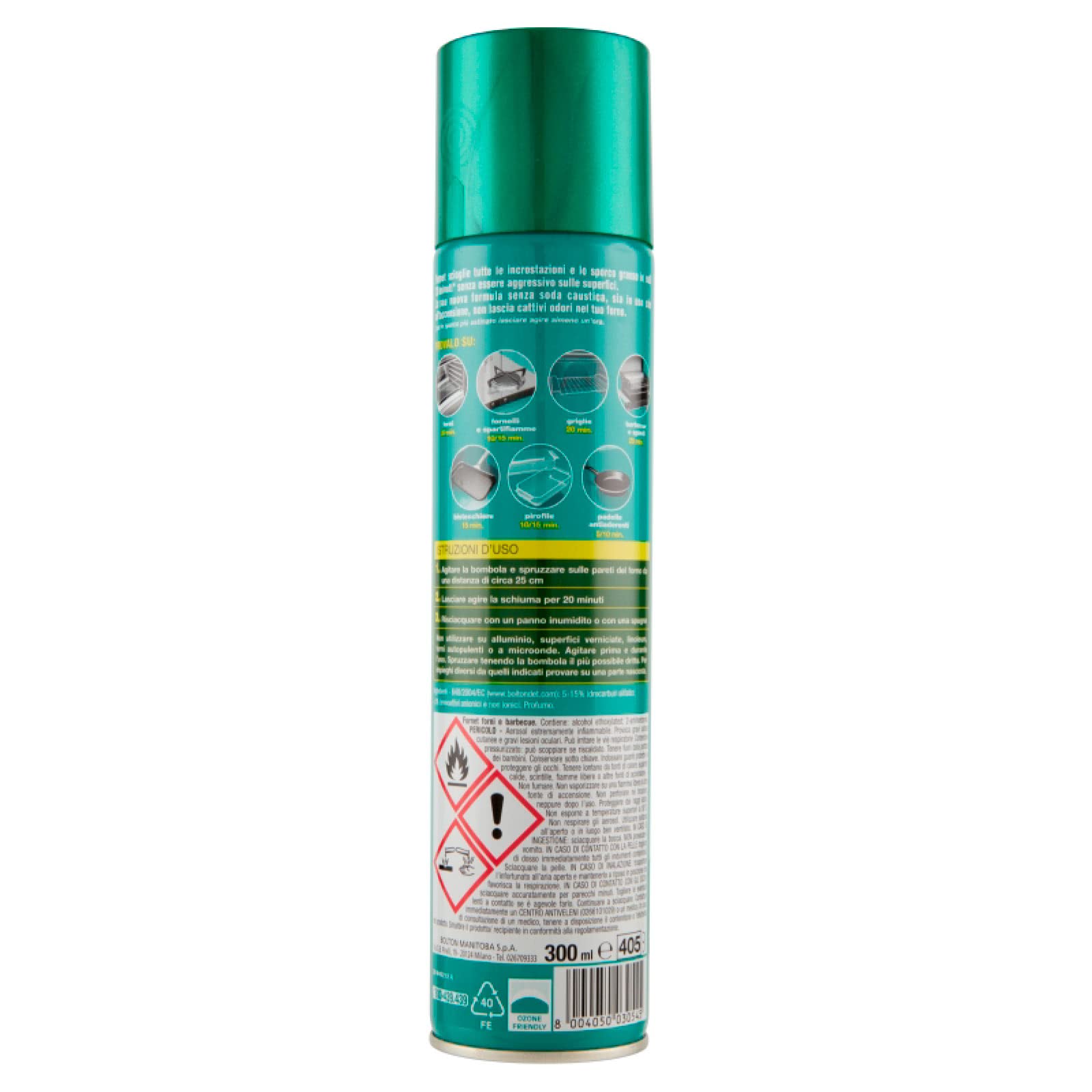 Fornet - Sgrassatore Spray per Forni e Barbecue, Formula non Aggressiva, Senza Soda Caustica, 300ml x 4 Pezzi