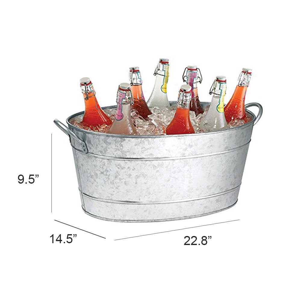 Benzara AMC0001 Bacinella per bevande con manici, grigio, acciaio legato, zincato