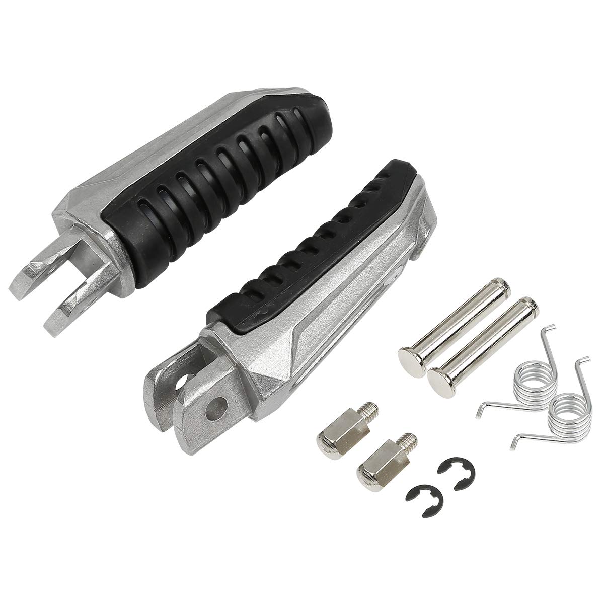 Yamaha Moto TCMT Argent Avant Incrustation En Caoutchouc Noir Pied Piquets Pour Moto Footpeg Repose-pieds Support Ensemble Pour Suzuki V-Strom 650 1000 IT DL1000 Pièces Détachées Repose Pied Moto