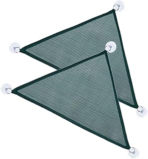 lasenersm 2 Pieces Reptile Hammock Breathable Mesh Reptile Hammock Triangular Hanging Net Reptile Hammock Reptile Lounger Habitat with Suction Cups for Chameleon Lizard Gecko(Small Size, Green)
