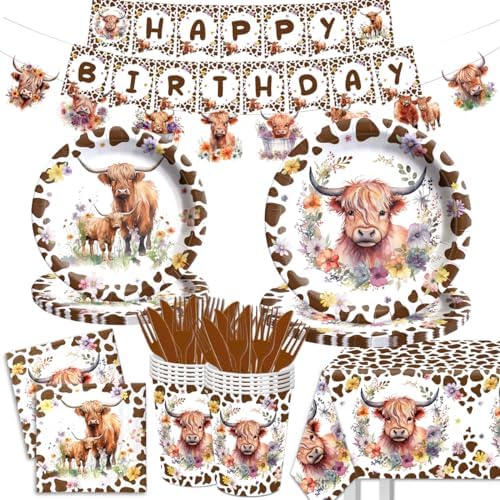 80Pcs Cute Highland Cow Paper Napkins Rustic Farmhouse Disposable Luncheon Napkins Cute Cow Dessert Dinner Hand Napkin For Home Kitchen Party Supplies, 6.5 X 6.5 Inch