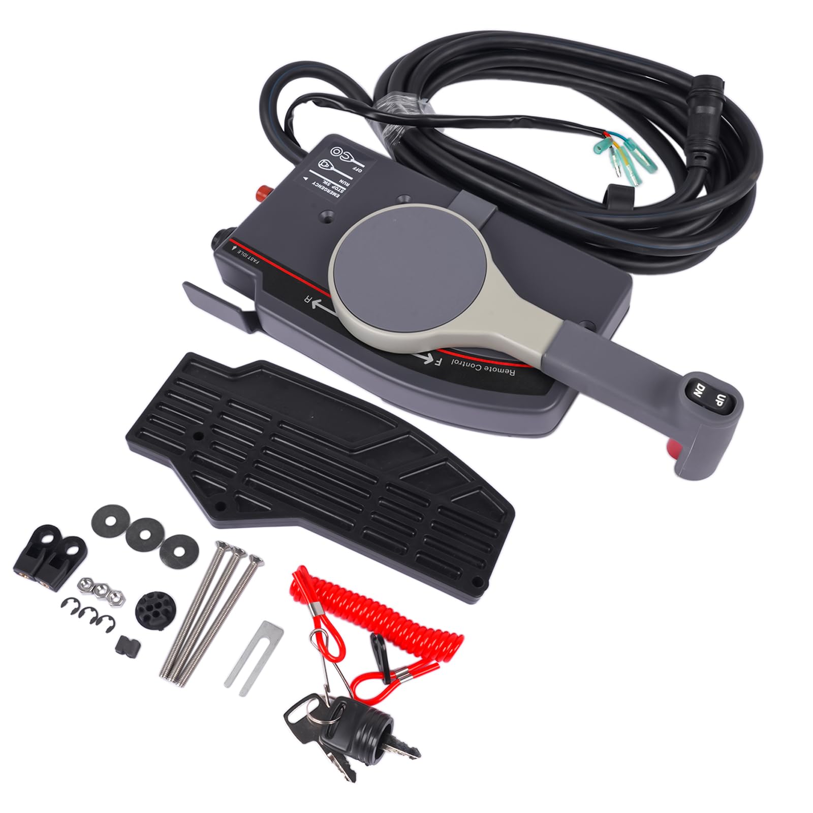 Caja de control remoto fuera de borda de repuesto para Yamaha 703 Series 10 pines 16 pies cable lateral cordón de emergencia de 2 tiempos 703-48205-16