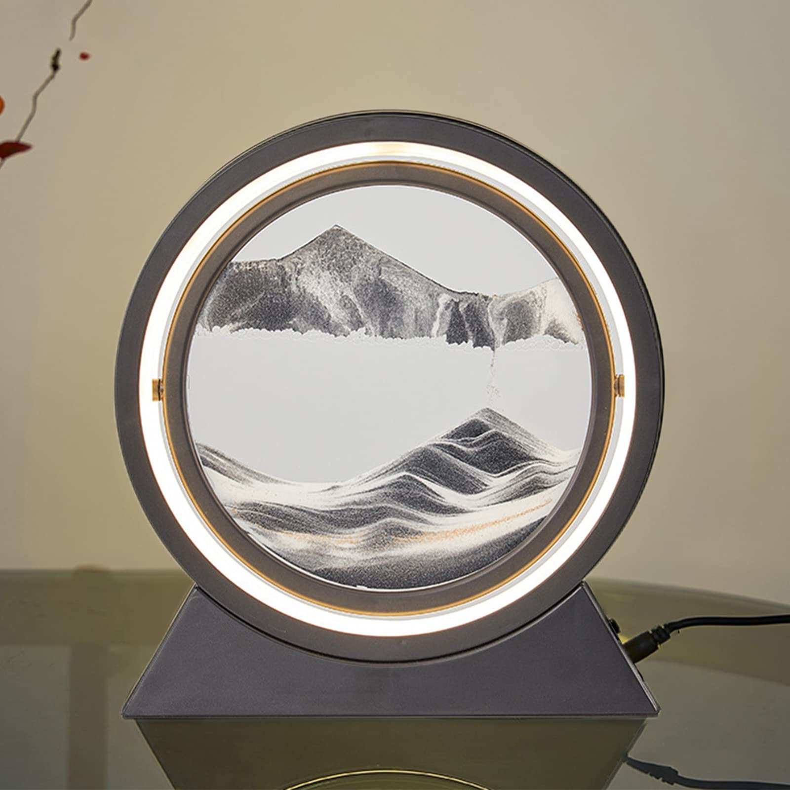 Quadro Con Sabbia Mobile 3D DKIIL - Decorazione Rotonda Con Luci, Paesaggio Marino - Foto 14