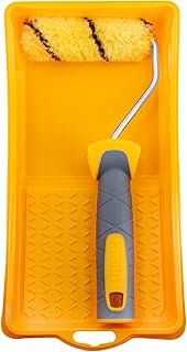 Hardy Working Tools Farbroller-Set 10 cm, Farbwalze mit Steckbügel 2K und Farbwanne, Malerwalze Hardstar Ø 15 mm mit Ersatzbügel und Malerwanne, Malerrolle mit Farbroller-Bügel 2K