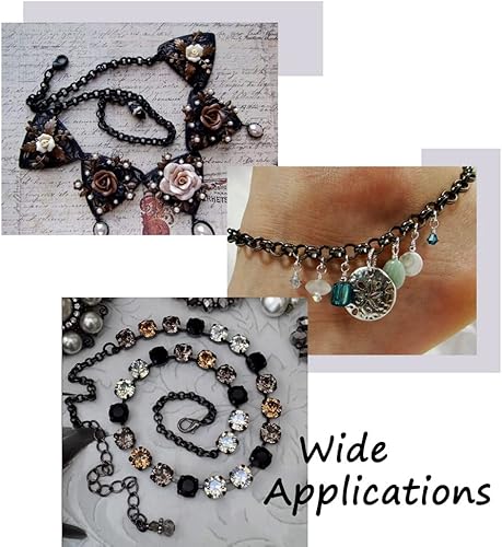 Vista 27 de Cadenas venecianas de acero inoxidable 304 de 32.8 pies de color de acero inoxidable sin soldar, pequeñas cadenas de eslabones rectangulares