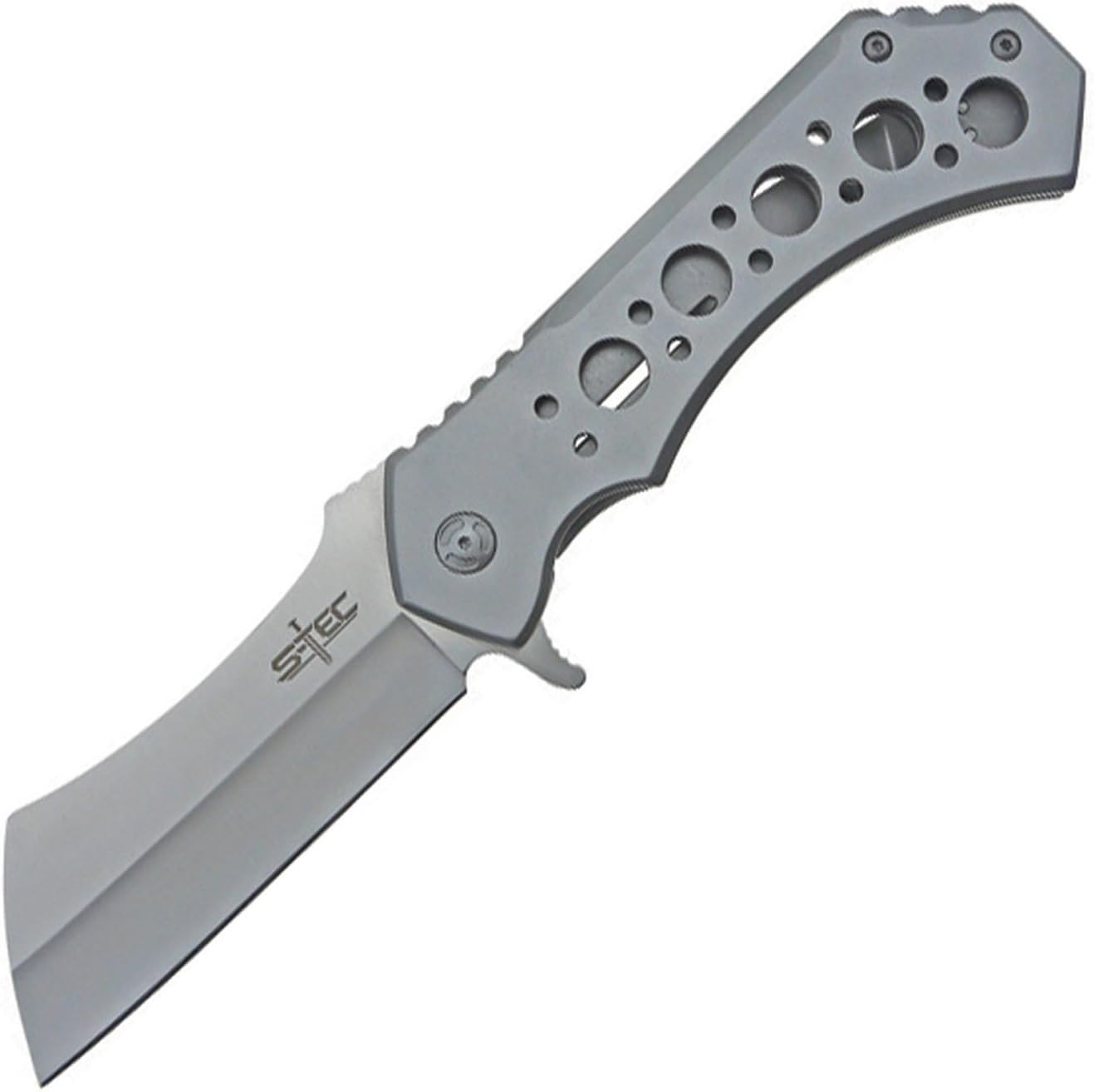 S-TEC 12-inch Rugged Chef Field Tactical Folding Cleaver (Machine Silver)