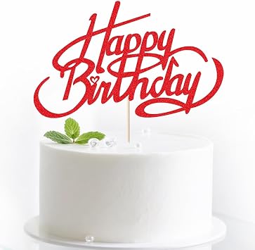Sleyberoy Glitter Happy Birthday Cake Topper-Birthday Party Decoration Supplies Boys and Girls Happy Birthday Party Selection Decoration