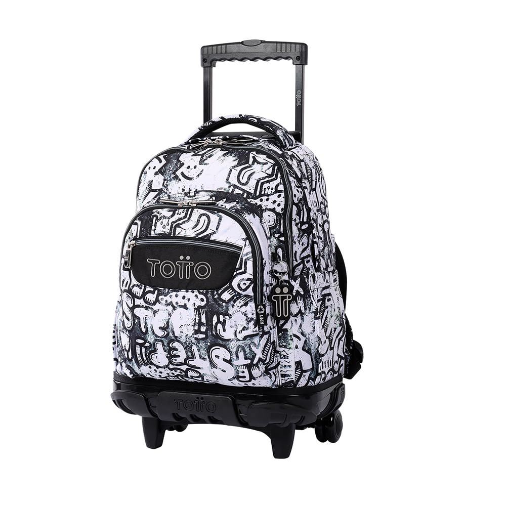TOTTO MOCHILA ESCOLAR RUEDAS KLIN Unisex-adulto BLANCO NEGRO 60