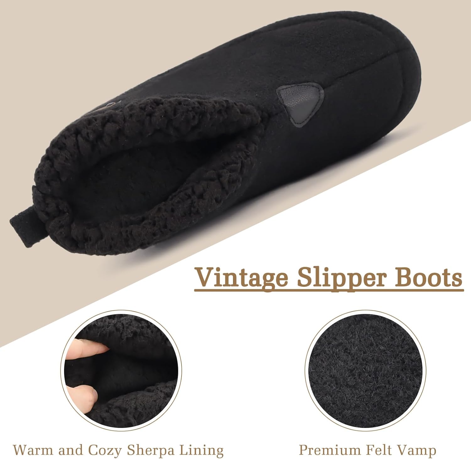 KuaiLu Mens House Slippers Booties Cozy Memory Foam Boots Warm Plush Lining Winter Felt Home Bedroom Slipper Socks Indoor Outdoor Non-Slip Shoes - Image 4