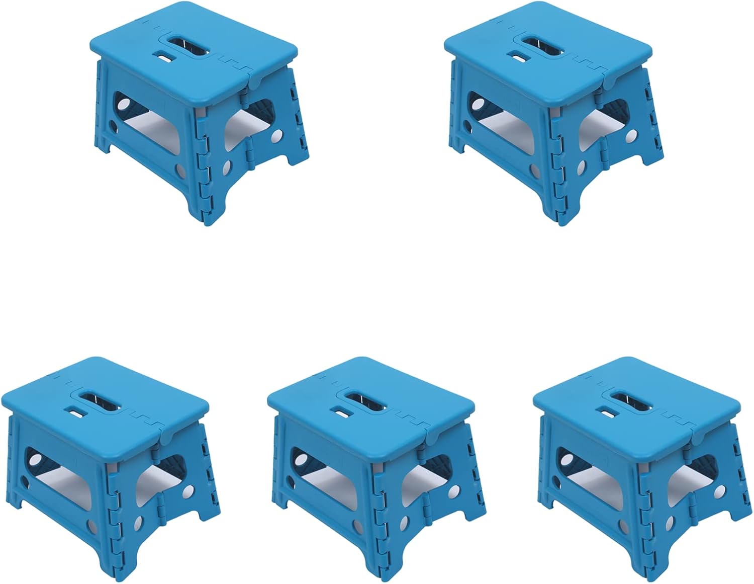 QILESUNNY 2021 Upgrade Folding Step Stool with Handle,The Stool Comes with a Locking Device,Portable Collapsible Plastic Stool for Adults，Office Kitchen Garden Bathroom Stools(Blue, 9inch) : Office Products