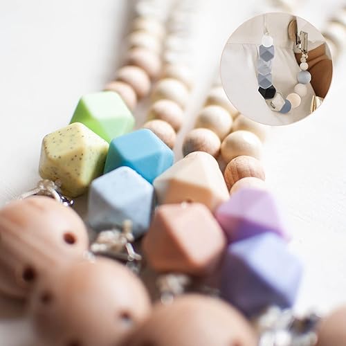 Miniatura 5 de SAVITA 100 cuentas redondas de silicona de 0.472 in, cuentas hexagonales de 0.555 pulgadas, cuentas de silicona a granel para hacer llaveros, joyas,