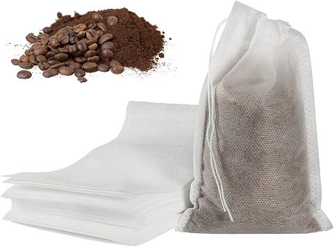 HRX Package 50pcs Disposable Cold Brew Bags 4x6 in for Home Coffee Brewing | Fine Mesh Contains Grounds, Less Mess, Secure Drawstrings, Fits 32 oz Mason Jars, for Coffee, Tea, Soups, Spices, and Herbs