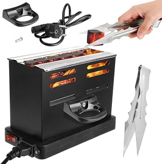 RANJIMA Encendedor de carbón eléctrico, 800 W, parrilla de carbón tostadora con pinzas, pequeño encendedor de barbacoa, mini horno de carbón, cable exterior, accesorios para barbacoa de carbón
