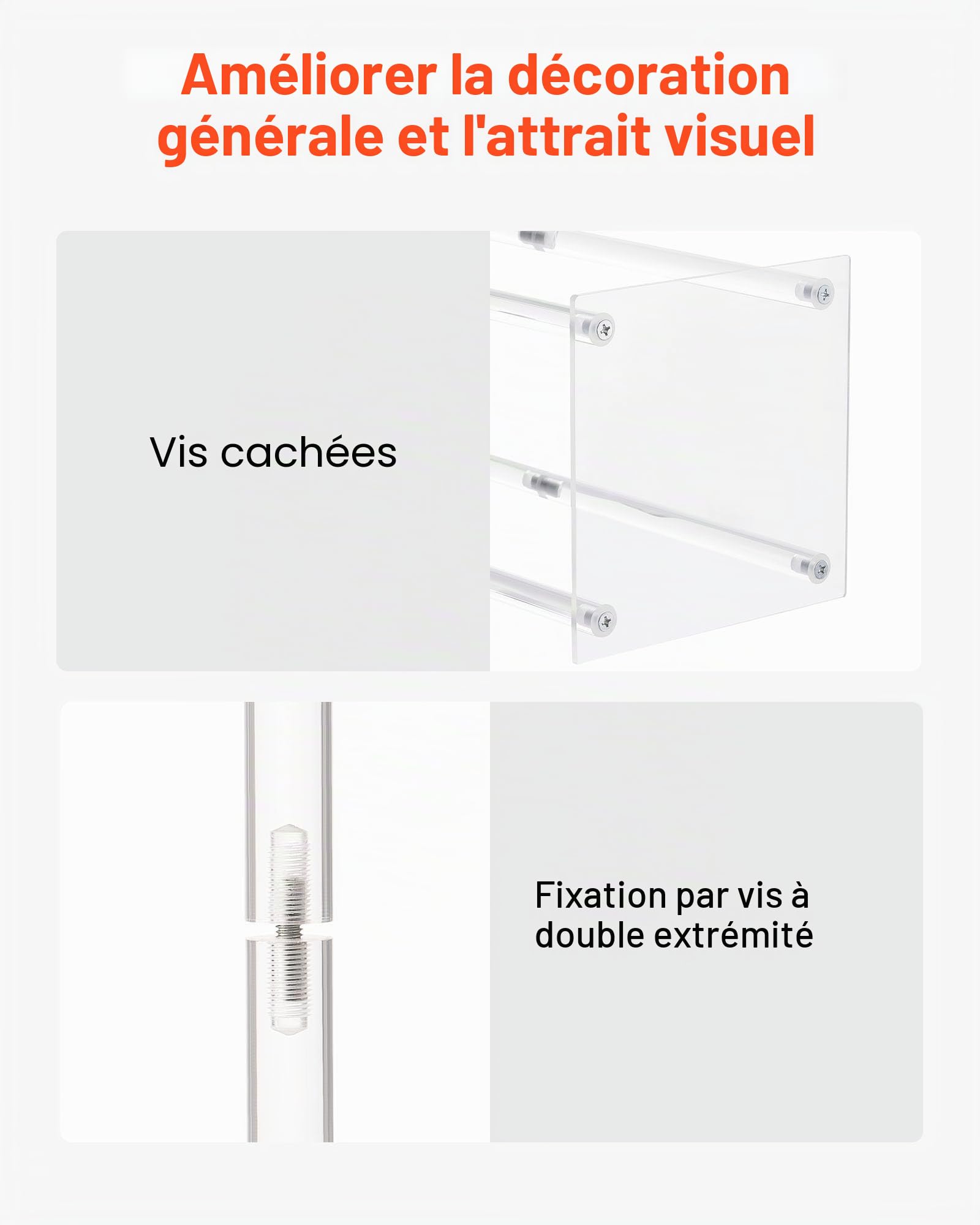 VEVOR Support Fleur Mariage Colonne Lot de 10 Support Fleur Centre de Table Mariage Acrylique 50 cm Présentoir Floral pour Fêtes, Anniversaires, Déco Intérieure, Pieds Cylindre Panneaux Transparents