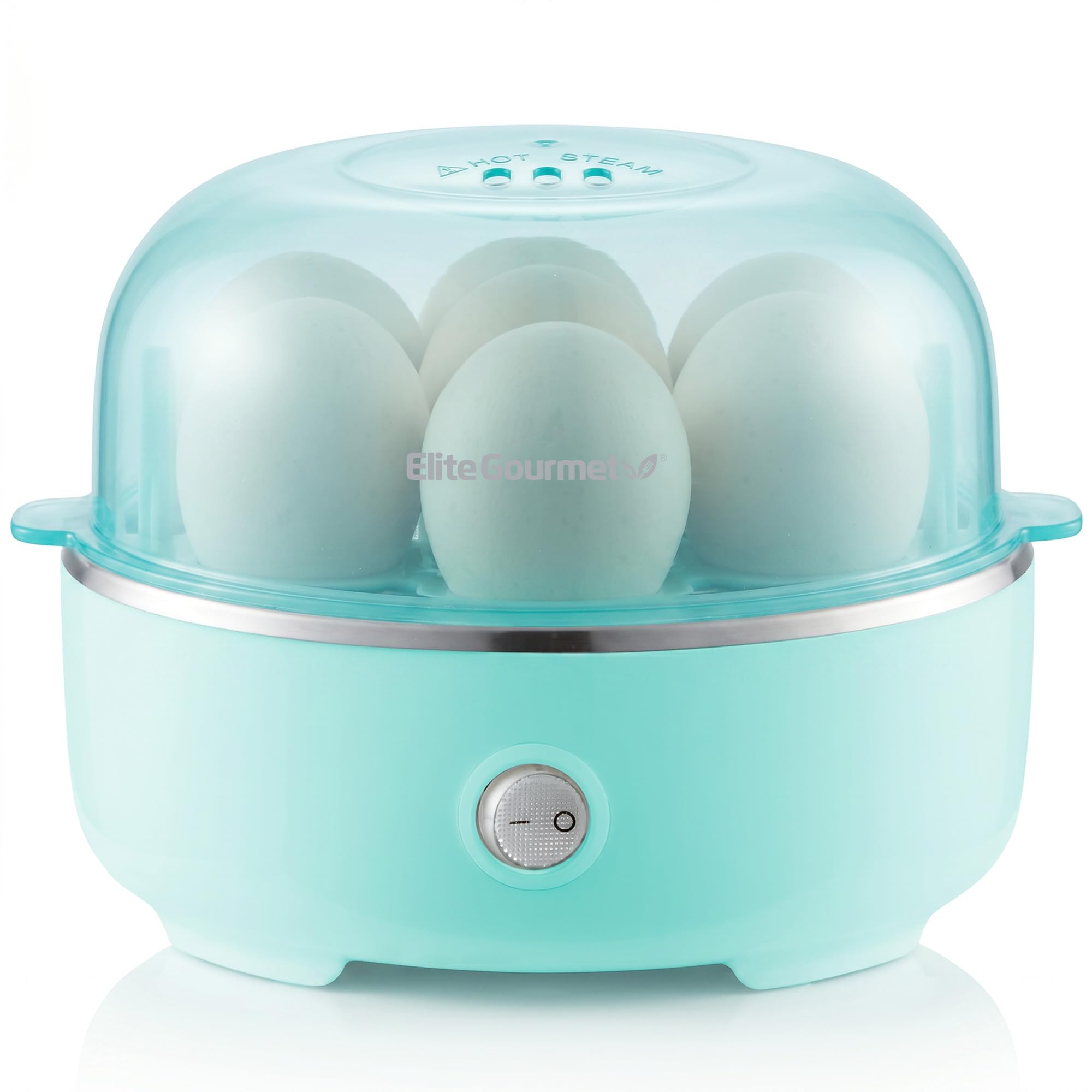 Elite Gourmet EGC115M Easy Egg Cooker Electric 7-Egg Capacity, Soft, Medium, Hard-Boiled Egg Cooker with Auto Shut-Off, Measuring Cup Included, BPA Free, Retro Mint