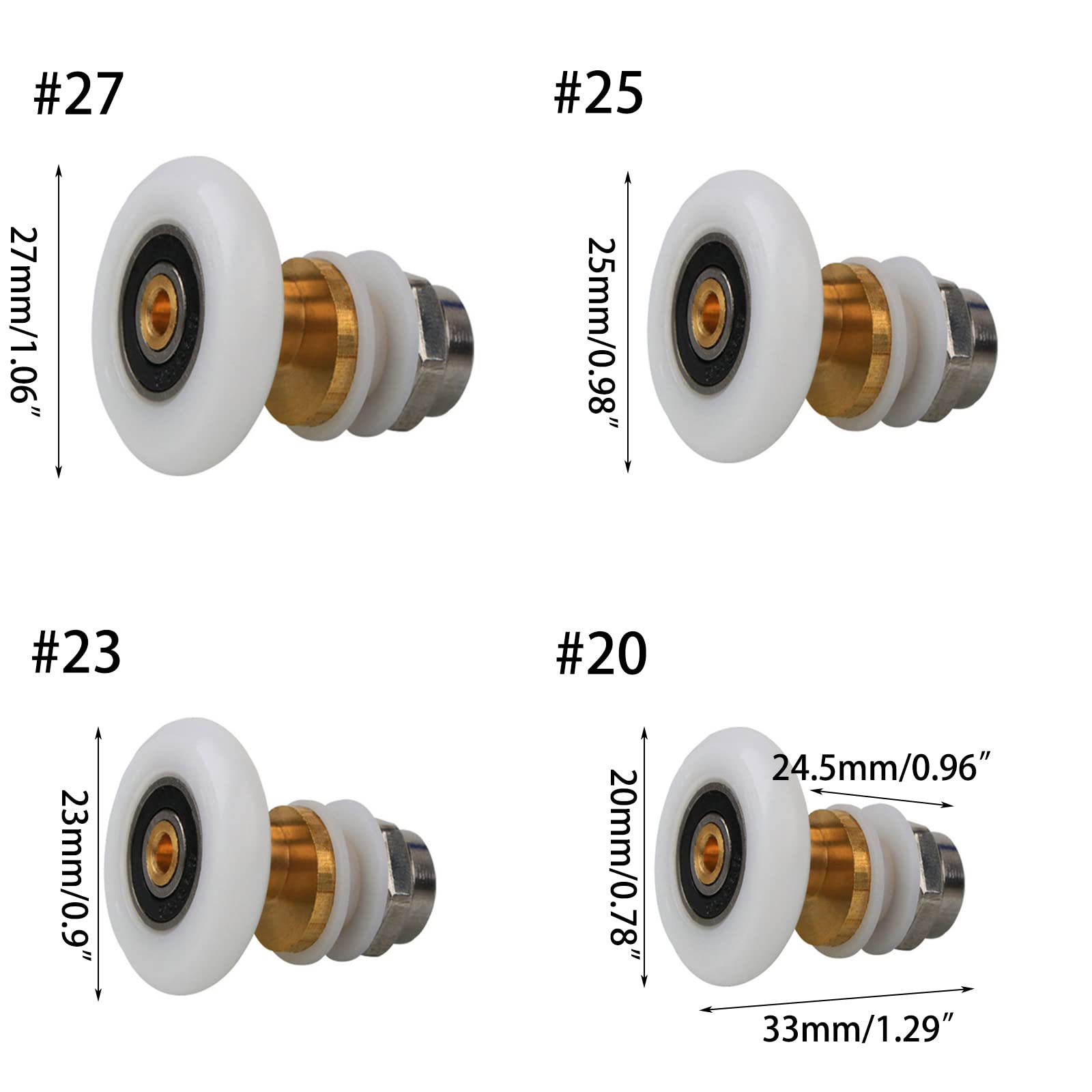 kobeIeen Shower Door Wheels Sliding Glass Door Pulleys Replacement Bearing Rollers Runner Shower Room Cabins Swinging Pulley
