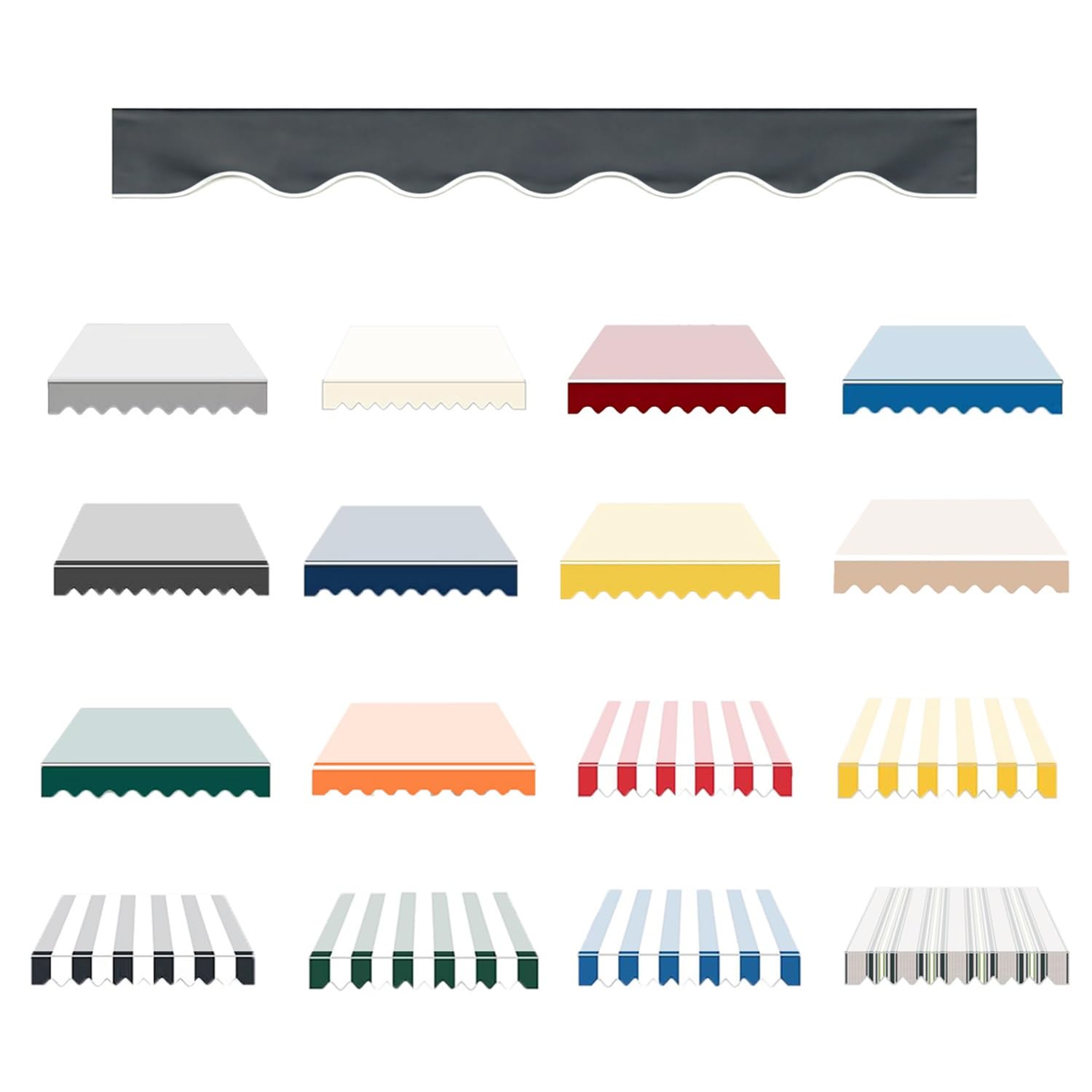 Awning Replacement Fabric Valance, Waterproof UV protection Canvas Cover, Sun Shade Shelter Solid or Striped Valance Canopy with Spline for Terrasse Patio Garden Balcony(Dark Grey,370cm)