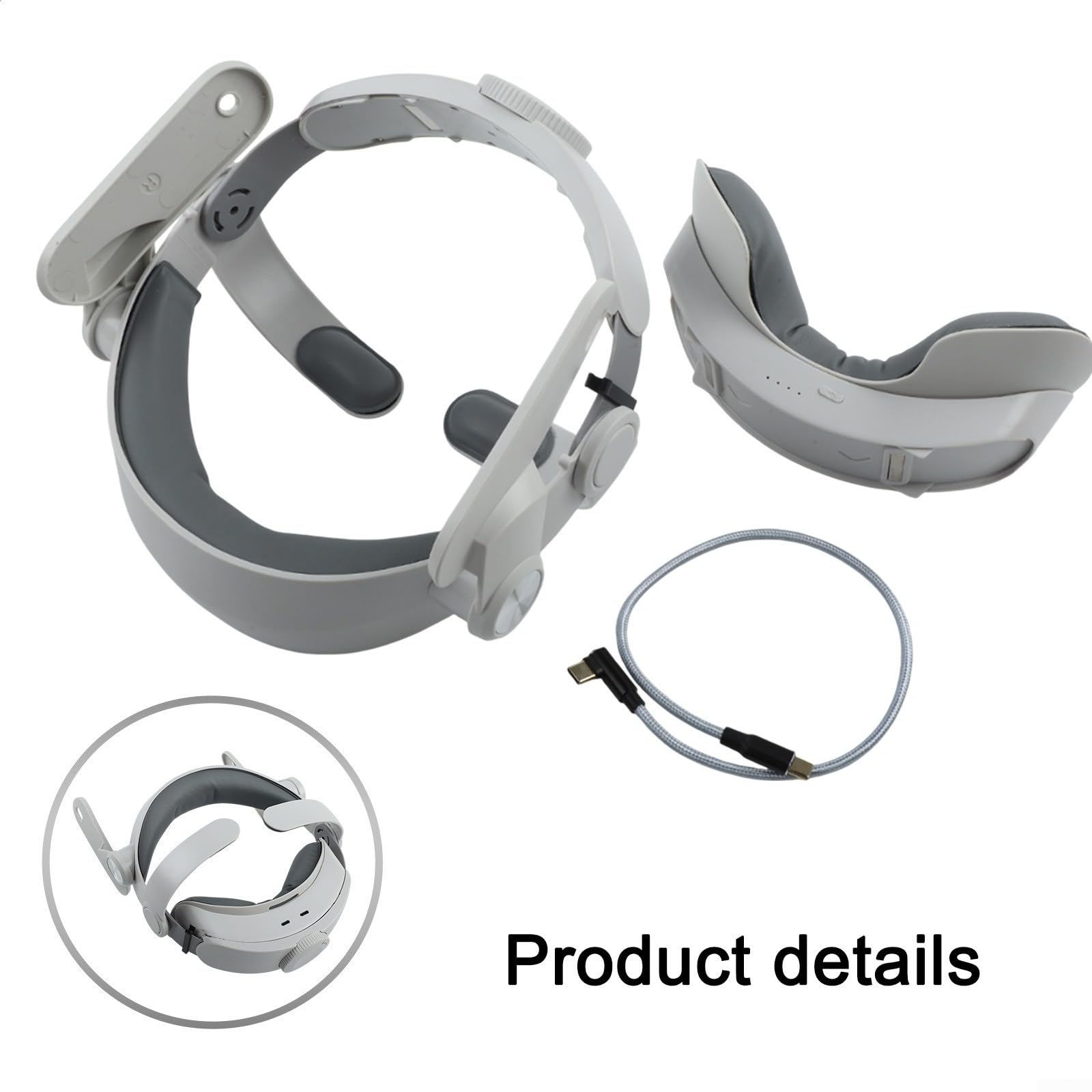 Correa para la cabeza de batería de realidad virtual, tiempo de juego extendido, carga rápida, soporte acolchado ergonómico, accesorio de auriculares para juegos ajustable rápido (fuente de