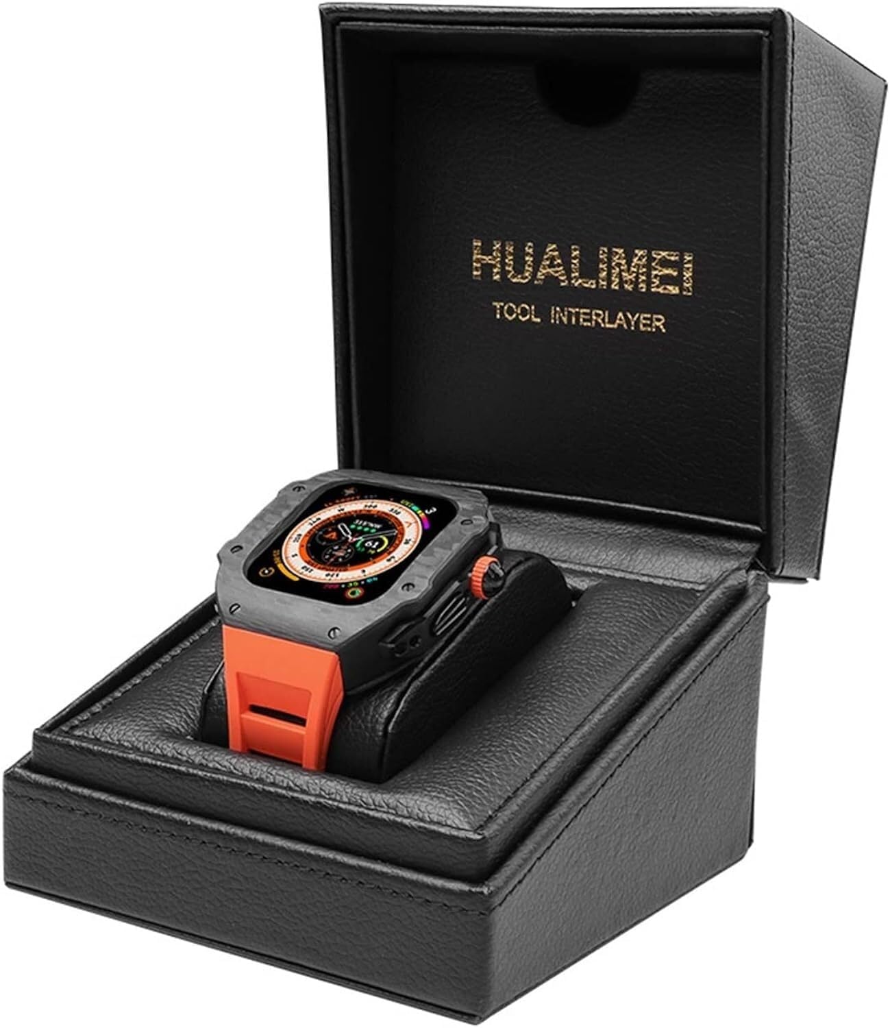 BUDAY Carbon Fiber Watch Case，for Apple Watch Ultra 8 49mm 7 SE 6 5 4 SE 45mm 44mm Series Band Luxury Modified Watch Case(F,49MM)