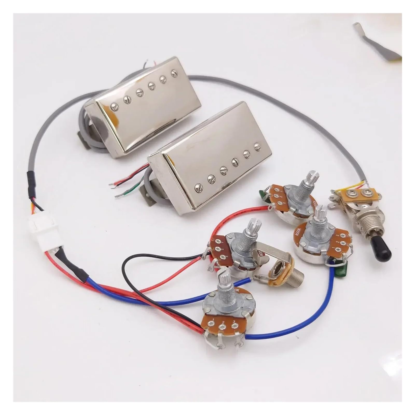 Gitarowy Humbucker Pickup Chrome Z Wiązką Przewodów Do Części Do Gitary Elektrycznej Przetwornik Części Gitary Elektrycznej(2V-2T Pickups)