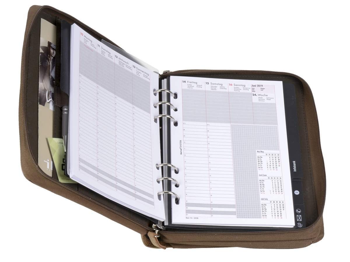 Greenburry Terminkalender A5 Leder braun Vintage DUO 2 Fächer