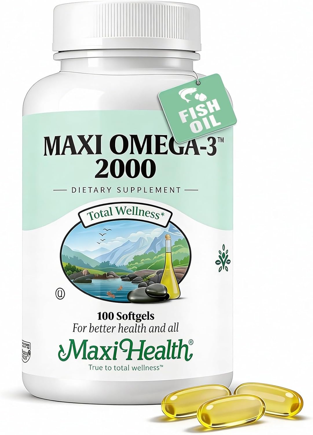 Omega 3 Fish Oil - Triple Strength 2000 mg Kosher Fish Oil Supplements - No Fishy Aftertaste Omega 3 Supplement - Burpless Fish Oil Omega 3 Fatty Acid Supplement with EPA and DHA (100 Softgels)
