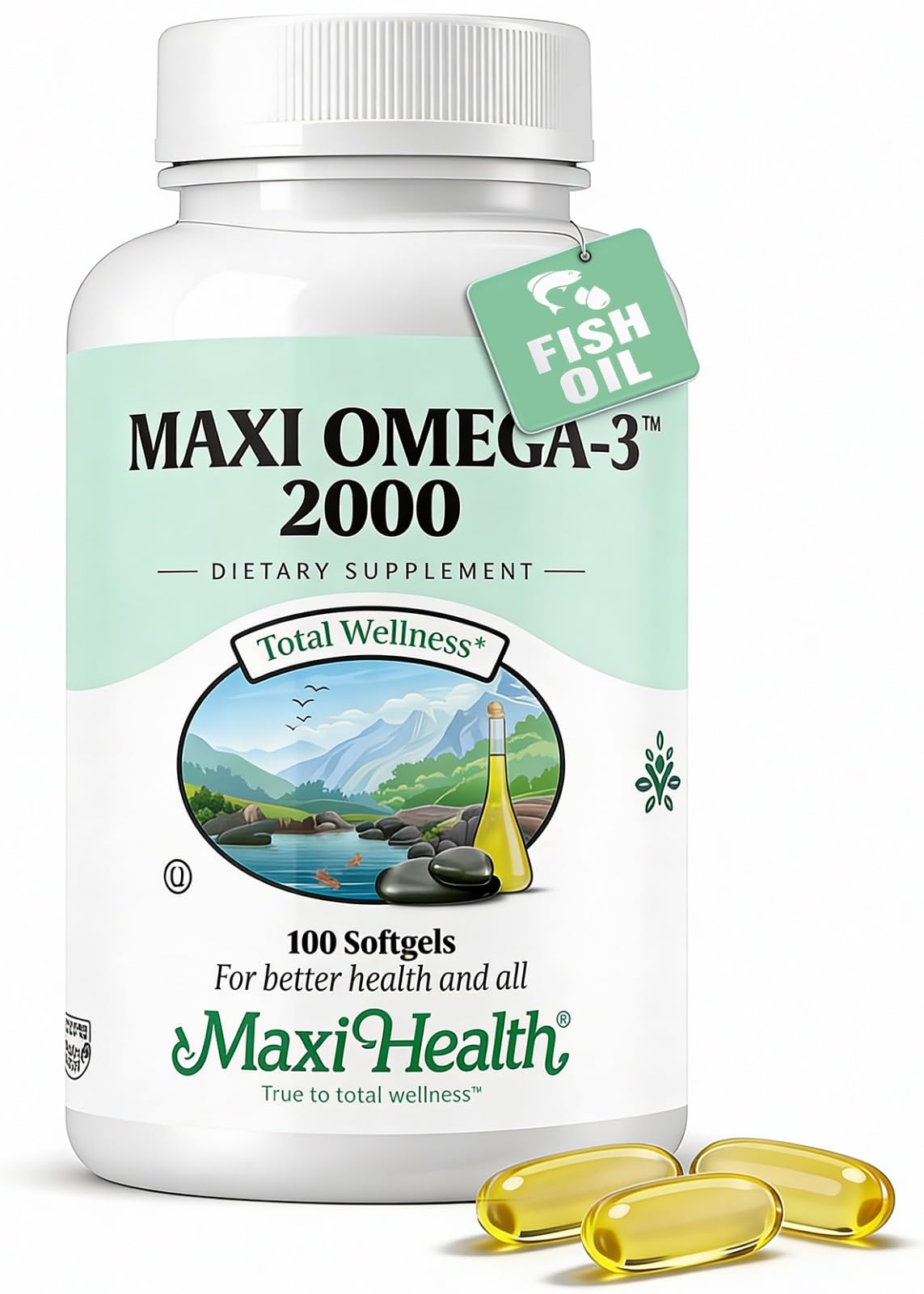 - Omega 3 Fish Oil - Triple Strength 2000 mg Kosher Fish Oil Supplements - No Fishy Aftertaste Omega 3 Supplement - Burpless Fish Oil Omega 3 Fatty Acid Supplement with EPA and DHA (100 Softgels)