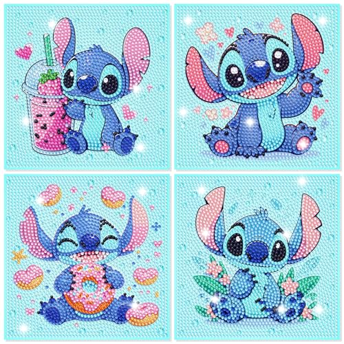 Diamond Art Kits for Kids - 4 Pack Diamond Art Painting Kits - Arts and Crafts for Kids Ages 8-12 - Dimond Art Mosaic - Craft Kits for Girls - GEM Art for Year Old Girl Boys Gifts Adults Art Supplies