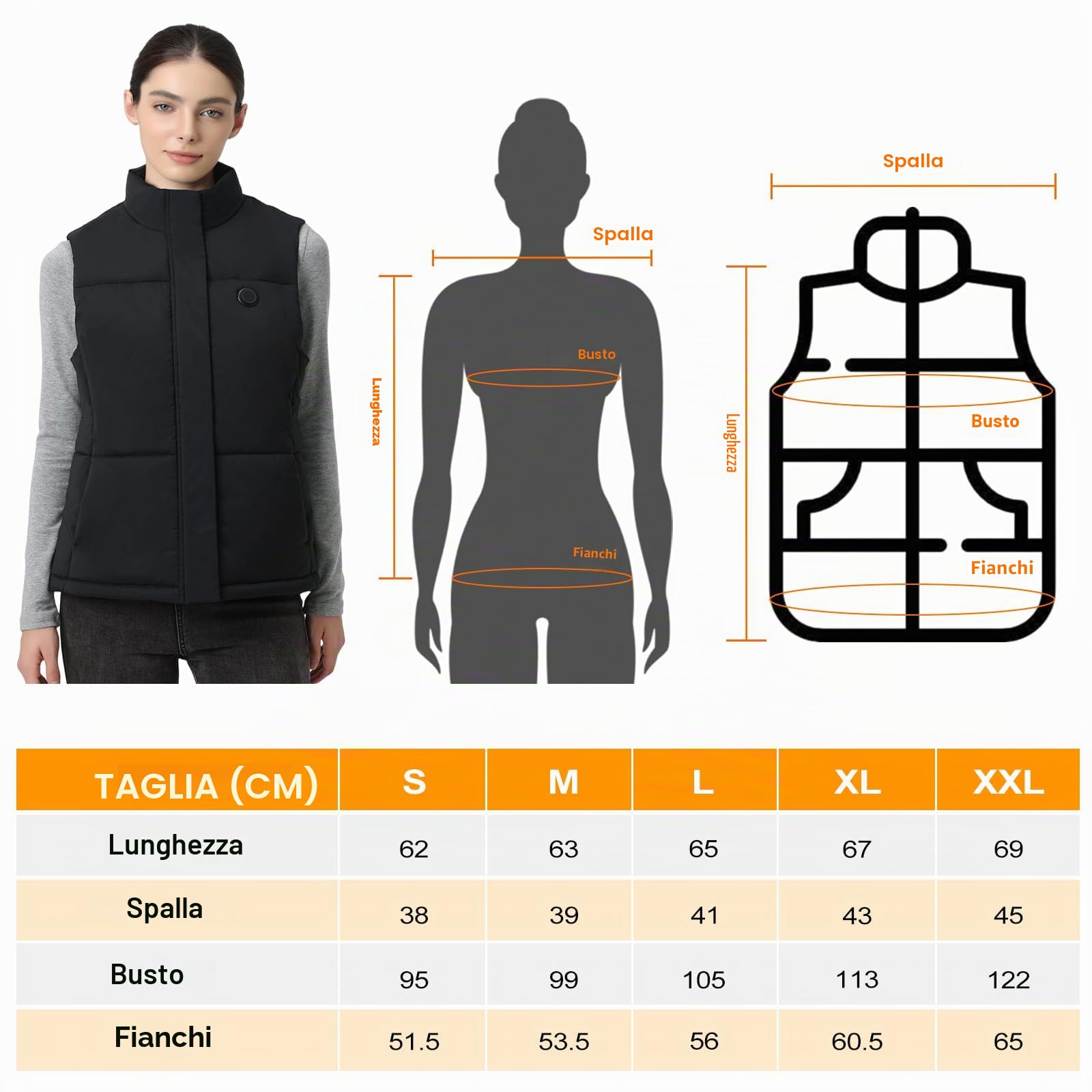 Gilet Riscaldato Donna: Gilet Riscaldante Con Batteria 5V 10000mAh - Giubbotto Riscaldante Giubbotto Riscaldato Per Escursionismo All'aperto Caccia