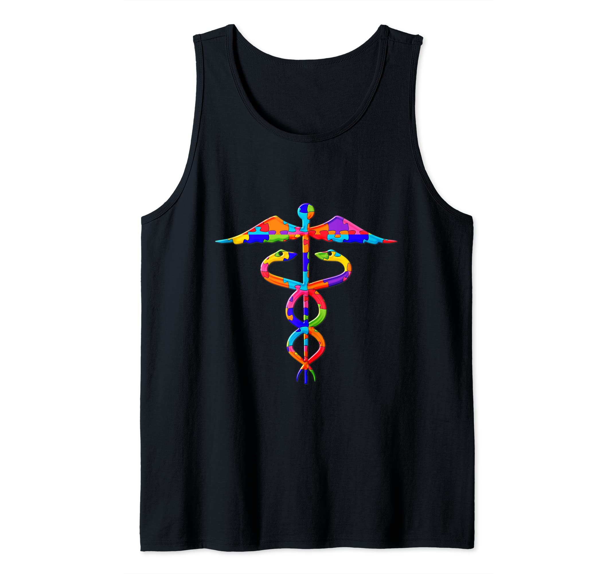 Caduceus Pharmacy Pharmacist Medical Jigsaw Autism Puzzle Tank Top