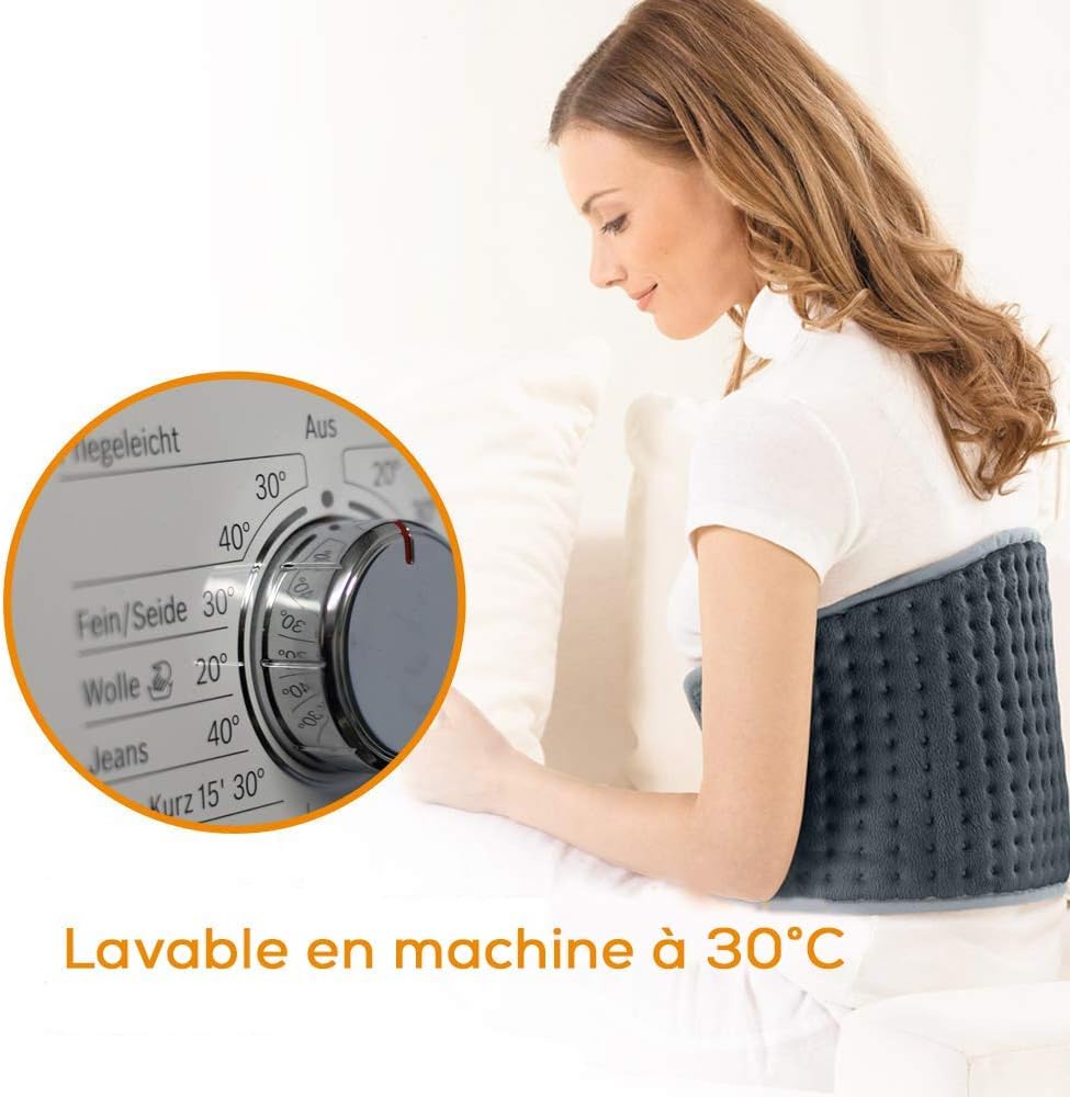 Beurer HK 49 Cosy Coussin Chauffant pour ventre et dos, avec bande élastique et Velcro, arrêt automatique, lavable en machine, ceinture chauffante, Gris