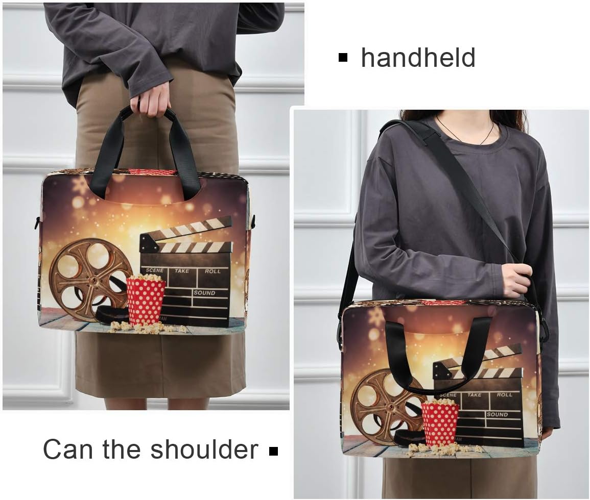 Laptop Bag Film Popcorn Movie Clapboard Laptop Sleeves Case for 13 14 15.6 Inch Computer Tablet Briefcases Carrying Case Shoulder Bag for School Work