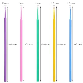 BTYMS 1000 Count Dental Applicators Microbrush Micro Swabs for Eyelash ExtensionsMicro Applicators Brushes Disposable Lash Swabs Mascara Brush - 1.5mm/2mm/2.5mm