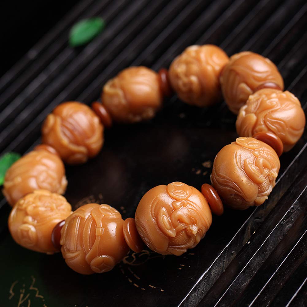 Bracciale di perline Bodhi, Bracciale con perline di Buddha Meditazione buddista tibetana con intaglio Dio della ricchezza/Pi Yao/Pi Xiu Modello Bracciale rigido Gioielli unisex, San Valentino