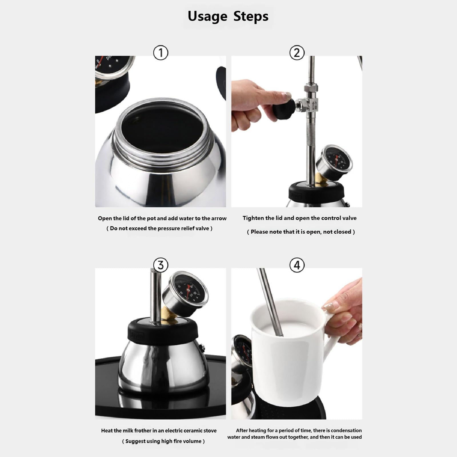 Espumador de leche de acero inoxidable de 300ML con ergonómico para uso doméstico jarra de café de calidad comercial