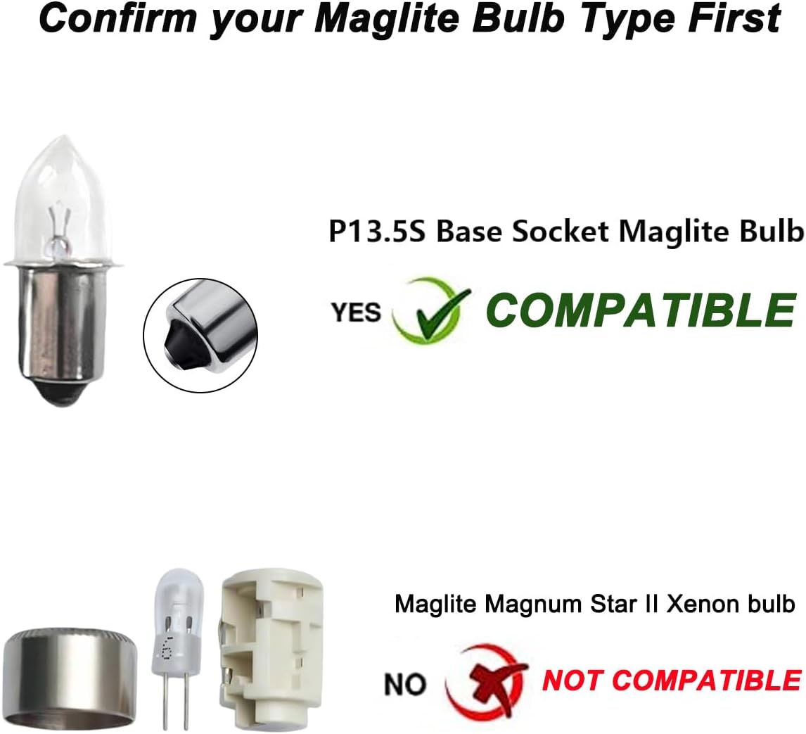 2X 6-24V 18V 19.2V P13.5S LED Flashlight Bulb Replacement for Ryobi P700 P703 P704 FL1800 CRAFTSMAN 11009 DEWALT DW9083 DW908 MAKITA A-90261/BML185 ML180 Torch Lantern Work Light Maglit Bulbs