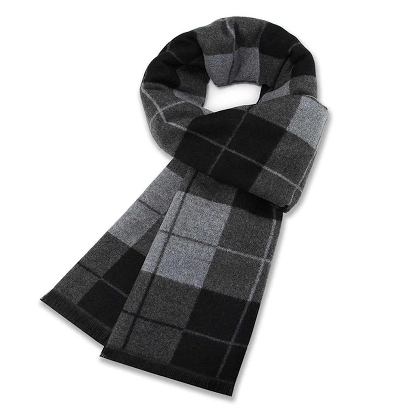 Generisch Bufanda de hombre de invierno cálida bufanda para hombre de seda informal a cuadros de negocios para hombre larga pashmina Shawls Muffler