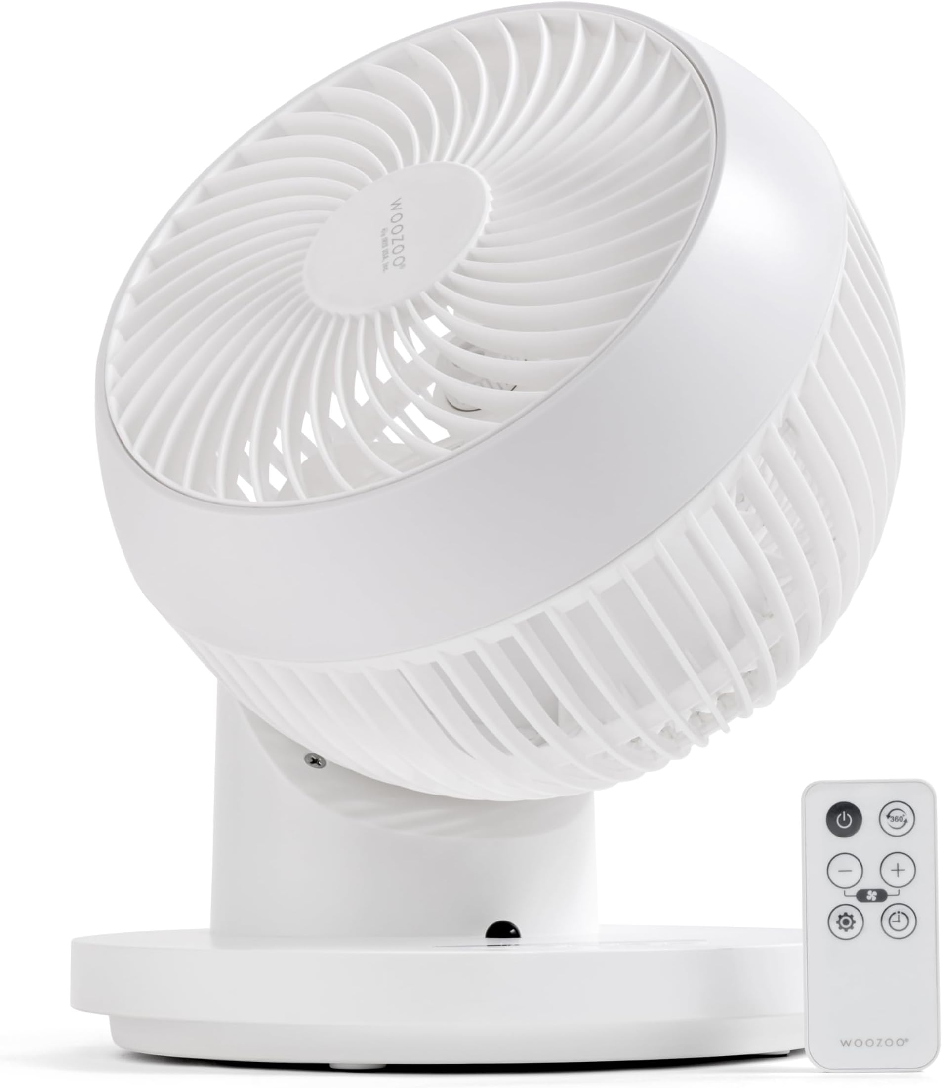 IRIS USA WOOZOO Air Circulator Fan with Remote, 360° Oscillation, 3 Speeds, 52ft Max Air Distance, Quiet Motor, Small Fan for Bedroom, Office, Dorm, White