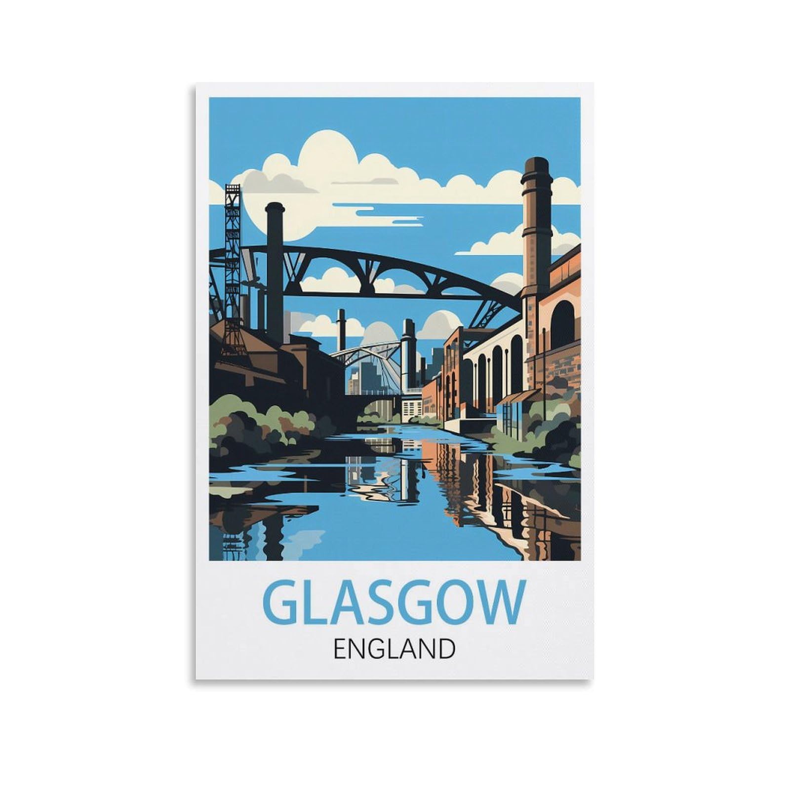 Tin Signs Retro,Glasgow England,Wall Art Decorative Plaque Decor for Home Livingroom Bedroom Cafes Coffee Bars Decoration Gifts 30x40cm