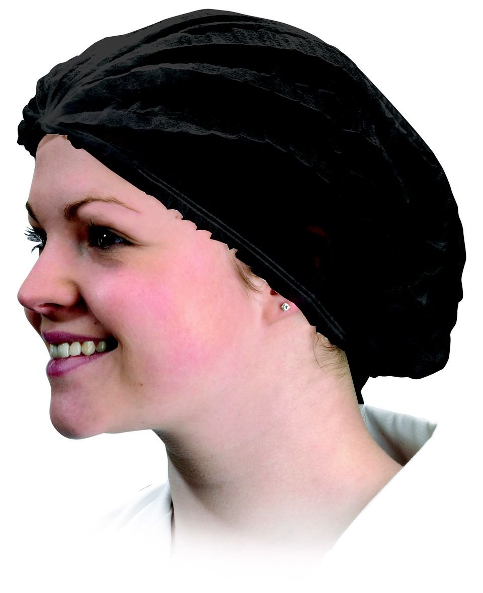 N & B Black Disposable Mob Caps Hair Nets Spray Tanning Caps X 75