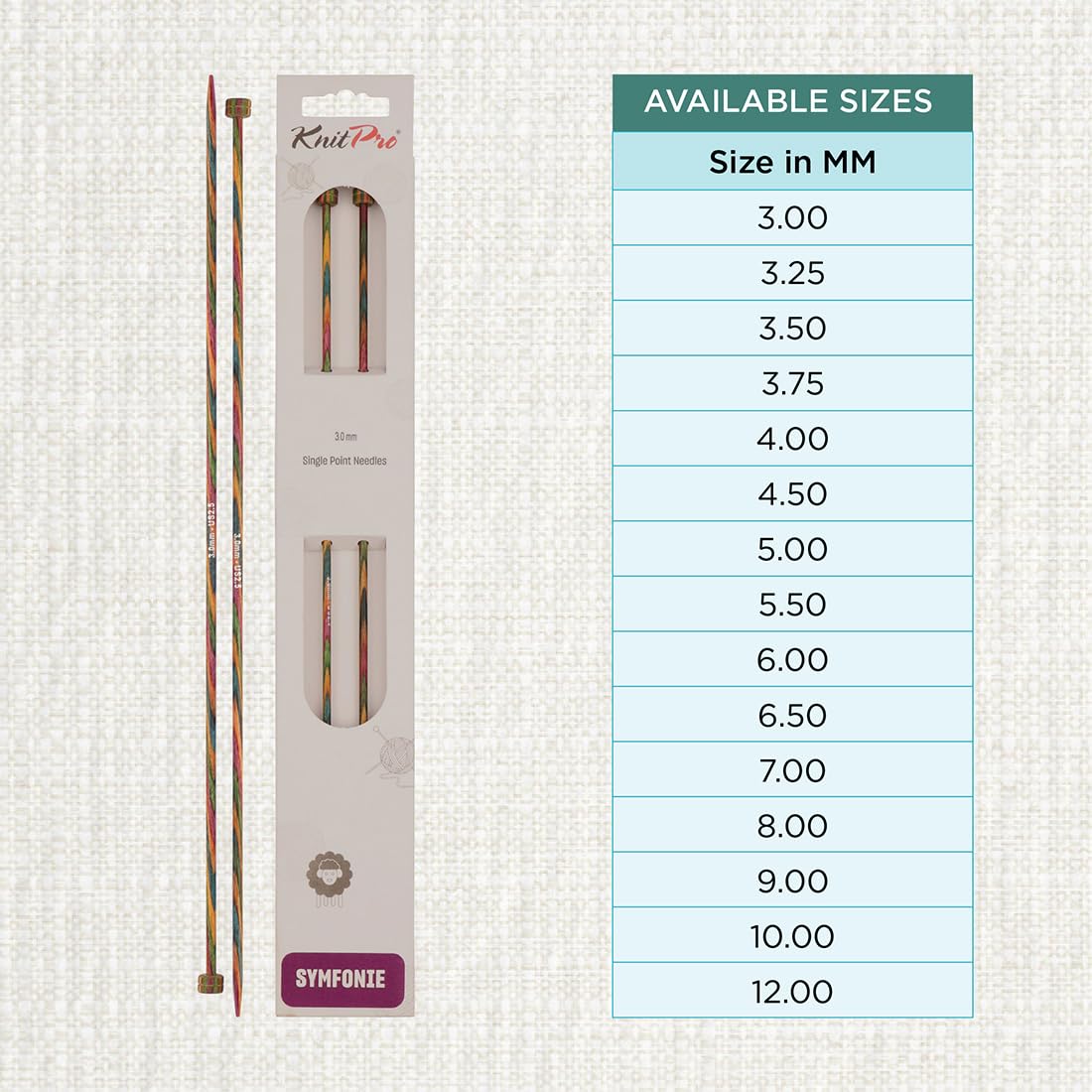 KnitPro 25 cm x 3 Millimetri Punta Singolo Symfonie Aghi Multicolore
