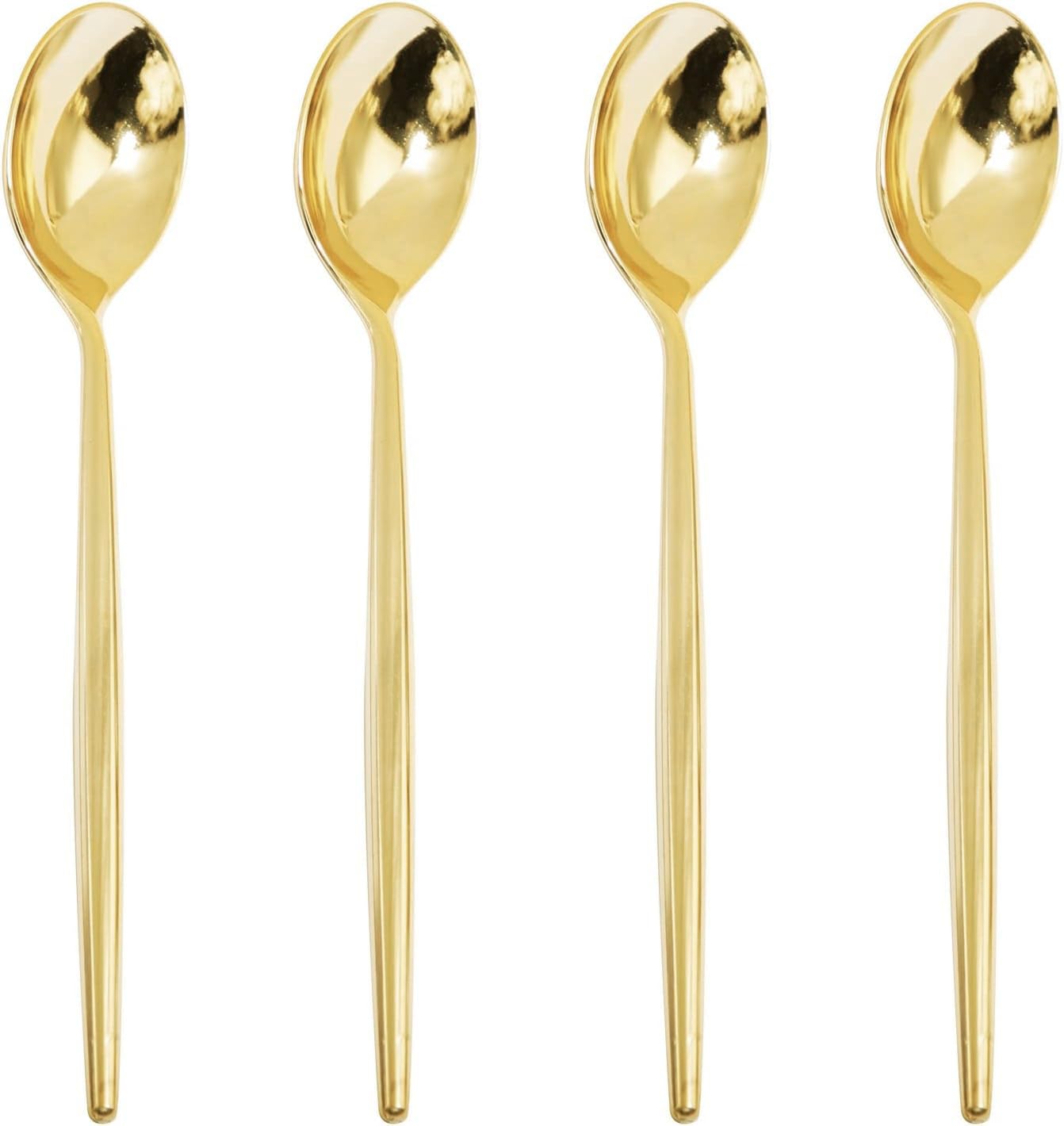 U-QE 180Pcs Gold Plastic Spoons, Disposable Heavy Duty Plastic Spoons, Heavyweight Plastic Spoons, Gold Plastic Silverware Perfect For Parties，Weddings and Other Daily Events