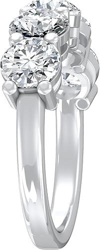 Miniatura 4 de Anillo de 5 piedras de diamantes cultivados en laboratorio de 12 quilates - 5 quilates Anillo de aniversario de boda de oro blanco o amarillo