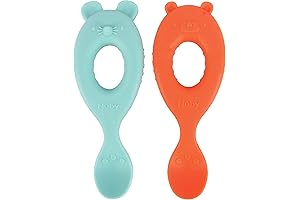 Nuby Silicone Easy Grip Spoons (2-Pack), Perfect for Babies 6 Months and Older