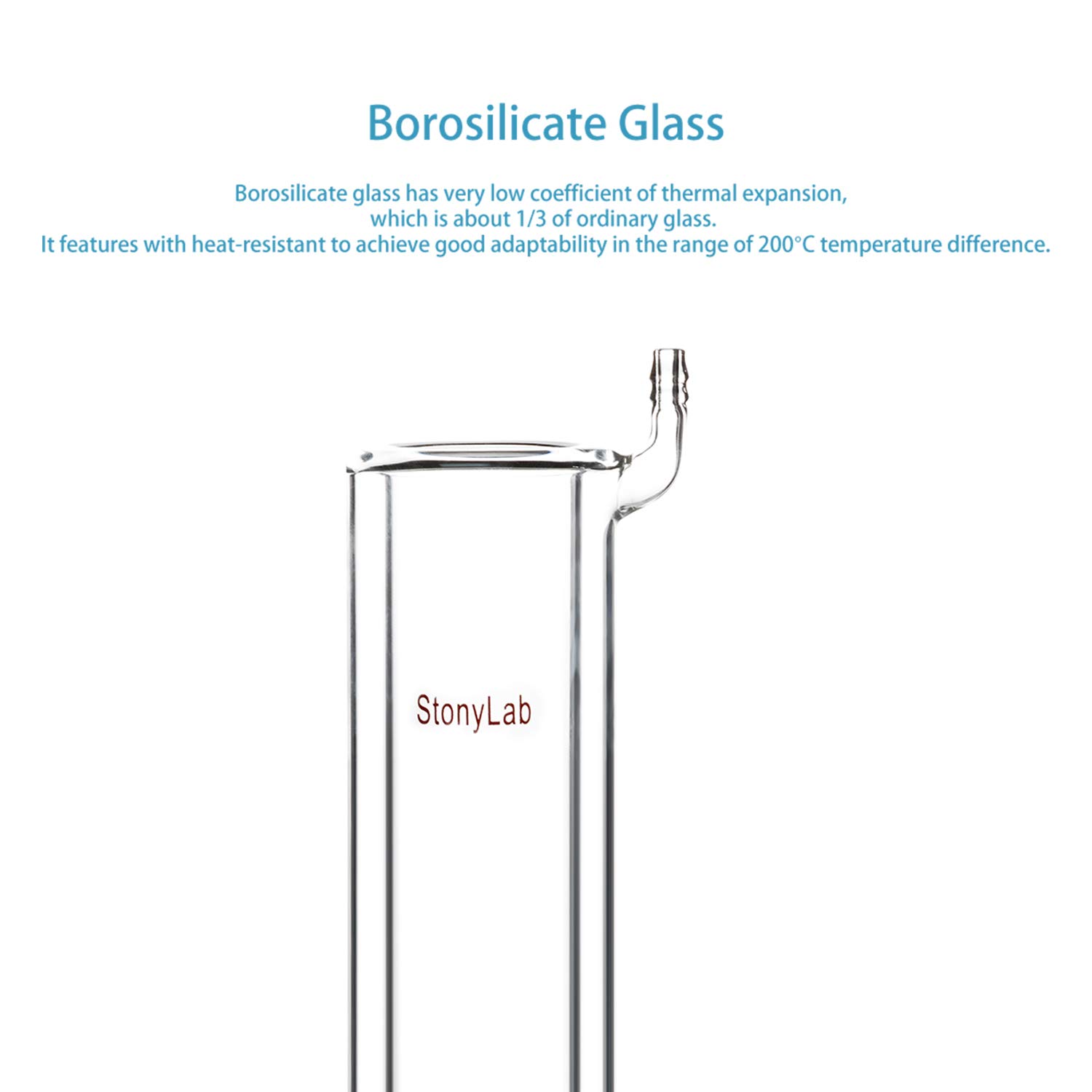 Condensatore A Dewar In Vetro Borosilicato - Per Laboratorio, Con Giunto 24/40 E Rivestimento 200 Mm