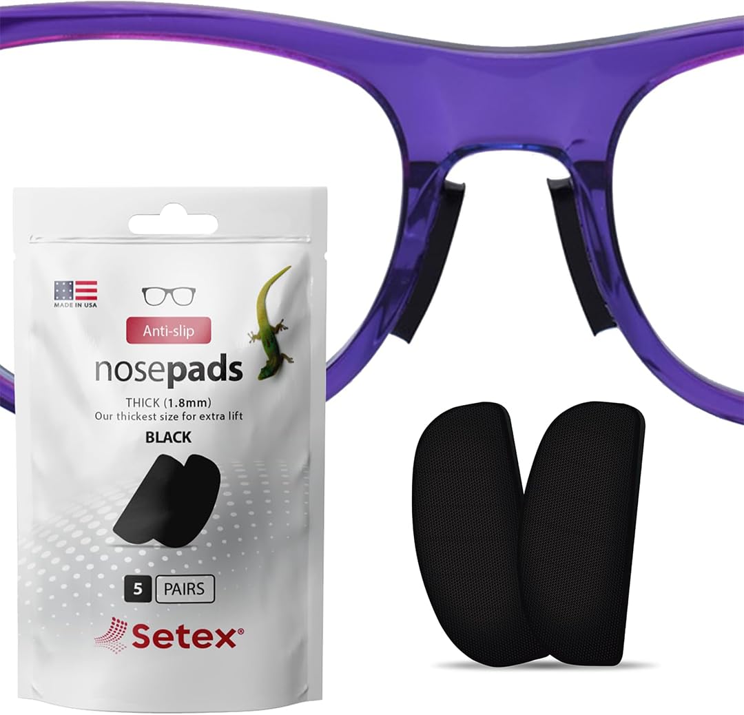 Setex Gecko Grip 1.8mm Antypoślizgowe Noski Do Okularów (5 Czarnych Par) Innowacyjne Mikroteksturowane Włókna Ultra-Miękkie I Samoprzylepne